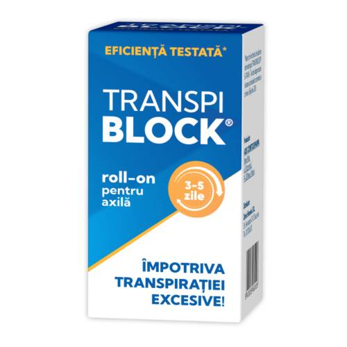 Transpiblock, Roll-on impotriva transpiratiei excesive, 50ml