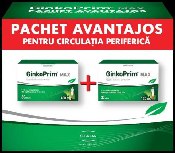 Pachet GinkoPrim Max, 60 + 30 tablete, Walmark