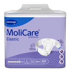 MoliCare Premium Elastic - Scutece adulti cu sistem de prindere cu scai, 8 pic, marime L, set de 24 buc, Hartmann