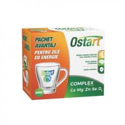 Ostart Complex Ca + Mg + Zn + Se +D3, 20 comprimate + Cana