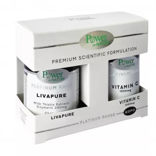 Pachet Livapure, 30 capsule+ Vitamina C 1000mg, 20 coprimate, Power of Nature