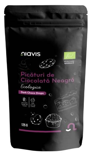 Picaturi de ciocolata neagra ecologice, 125g, Niavis