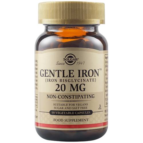Fier cu actiune blanda Gentle Iron 20mg, 90 capsule, Solgar