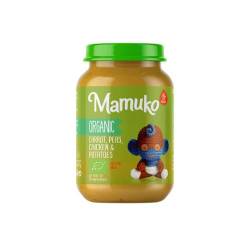 Piure de morcovi, mazare, cartofi cu pui, eco-bio, 190g, Mamuko