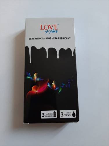 Love Plus Sensations + Aloe Vera Lubricant 3 prezervative + 3 lubrifiante