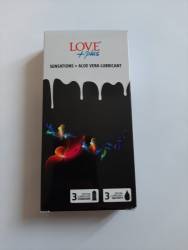 Love Plus Sensations + Aloe Vera Lubricant 3 prezervative + 3 lubrifiante