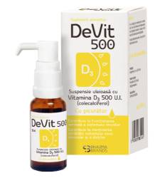 Devit 500 Suspensie uleioasa cu Vitamina D3 500U.I. - picurator 20 ml
