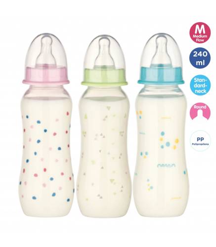 Baby Nova 45010 Biberon cu gat standard M 0-24 luni 240 ml