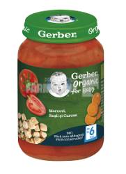 Gerber Piure Bio din morcov, rosii si curcan 6 luni+ 190g