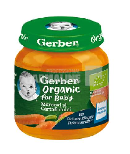 Gerber Piure Bio din morcovi si cartofi dulci 4 luni+ 125g