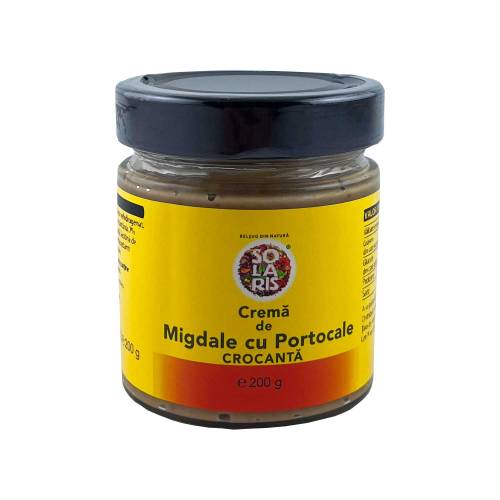 CREMA TARTINABILA CROCANTA DE MIGDALE CU PORTOCALE, 200g, SOLARIS