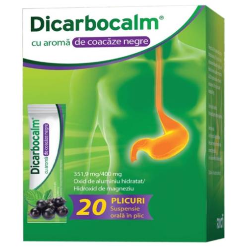 Dicarbocalm cu aroma de coacaze negre 351.9mg/400mg - 20 plicuri