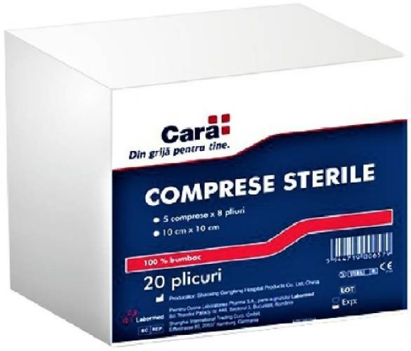 Cara comprese sterile 10cm/10cm - 20 bucati
