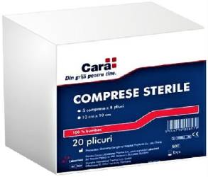 Cara comprese sterile 10cm/10cm - 20 bucati