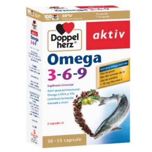 Doppelherz Aktiv Omega 3-6-9, 30 Capsule + 15 Capsule Gratis