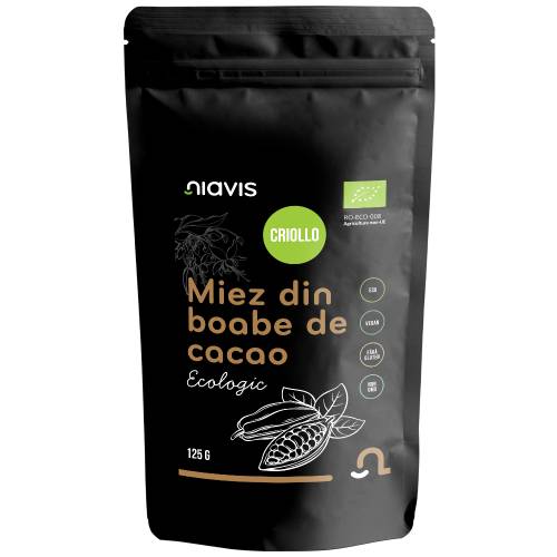 Miez din boabe de cacao ecologice, 125g, Niavis