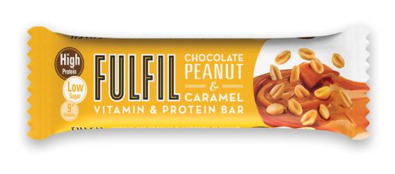 Baton proteic cu 9 vitamine Choco Peanut & Caramel Bar, 55g, Fulfil Nutrition