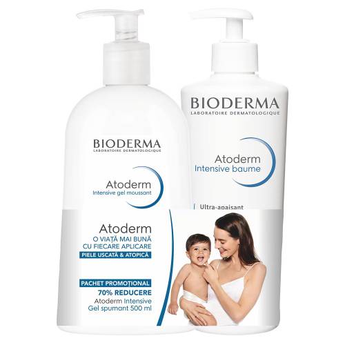 Pachet Balsam Atoderm Intensive 500ml + 70% reducere Gel spumant Atoderm Intensive 500ml, Bioderma