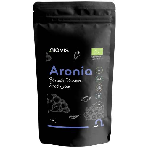 Fructe uscate raw ecologice Aronia, 125g, Niavis