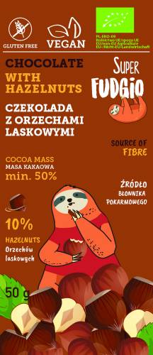 Ciocolata vegana cu alune de padure, fara gluten, 50g, ECO-BIO, BioAgros