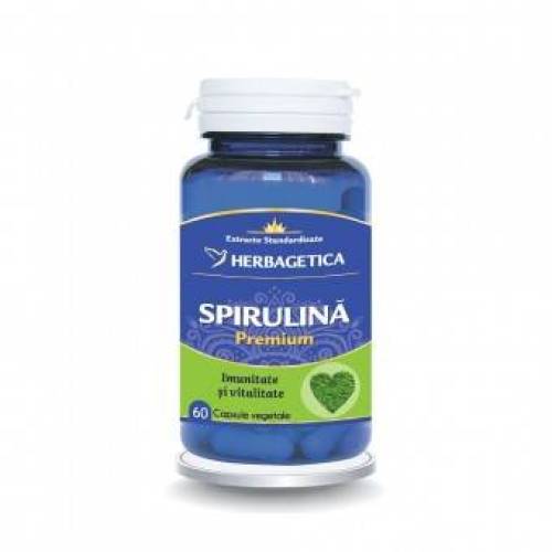 Spirulina Premium, asigura imunitate si vitalitate organismului, 60 capsule, Herbagetica