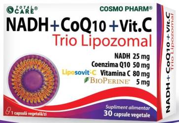 NADH+, Coenzima Q10 si Vitamina C - trio Lipozomal 30 capsule - Cosmo Pharm