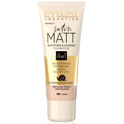 Fond de ten Satin Matt Mattifying & Covering 101 Ivory, 30ml, Eveline Cosmetics