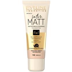 Fond de ten Satin Matt Mattifying & Covering 102 Vanilla, 30ml, Eveline Cosmetics