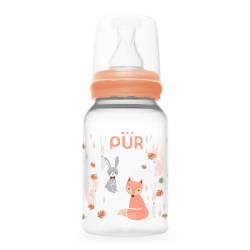 Biberon cu desen, piersica, 0-3 luni, 125ml, PUR
