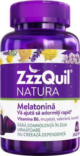 Melatonina Vitamina B6 Valeriana si Lavanda Natura, 60 jeleuri, ZzzQuil