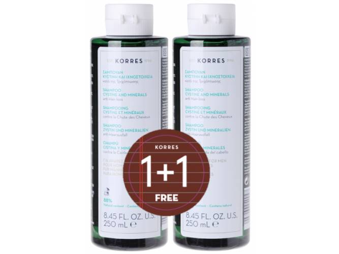 Pachet Sampon pentru barbati impotriva caderii parului, 2x 250ml, Korres
