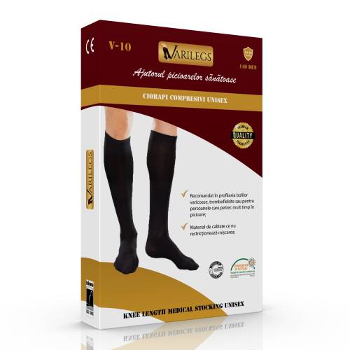 Ciorapi compresivi medicali Unisex VARILEGS (14-18 MmHg), negru - L