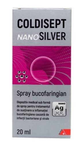 Spray pentru gat Coldisept NanoSilver, 20ml, Arkona