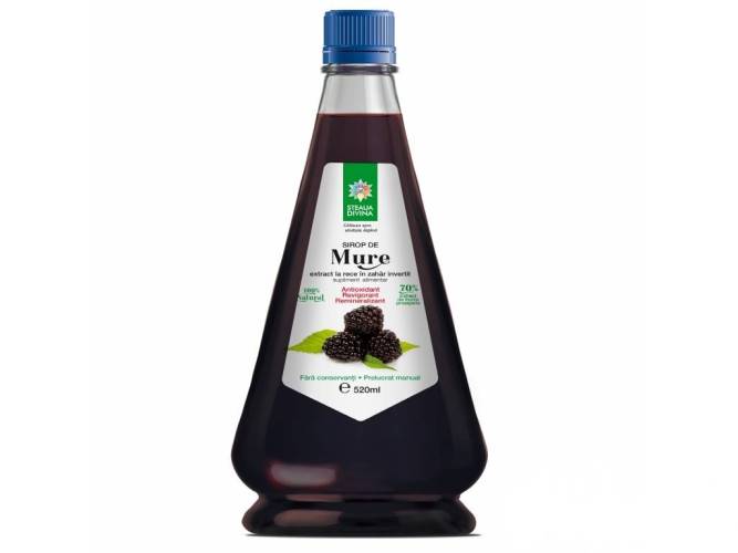 Sirop natural cu mure presat la rece, 520ml, Steaua Divina