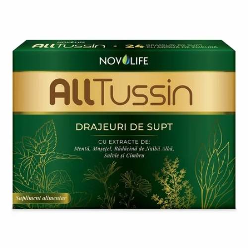 AllTussin cu Aroma de Zmeura - 24 Drajeuri de Supt, Novolife