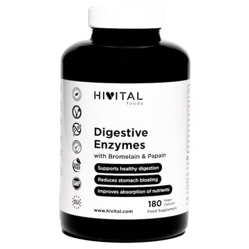 Enzime digestive cu Bromelaina si Papaina, 180 capsule, Hivital