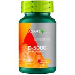 Vitamina d-5000- naturala 120 cps gelatinoase moi  120cpr ADAMS SUPPLEMENTS