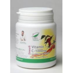 Vitamina c 1000mg cu  macese si acerola - aroma zmeur 100cps PRO NATURA