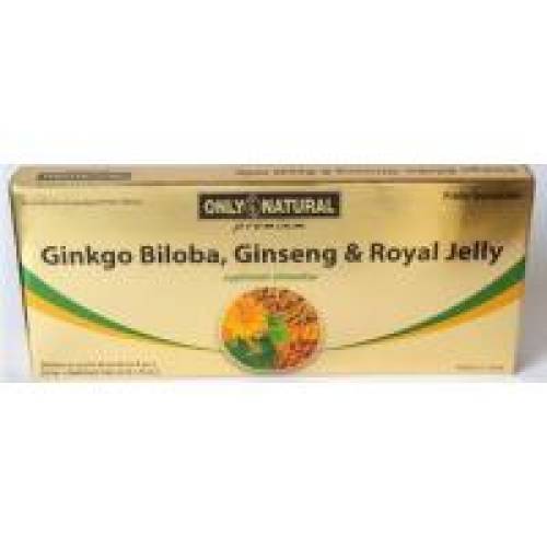 Fiole cu extract de ginkgo biloba, ginseng & royal jelly 10ml 10buc ONLY NATURAL