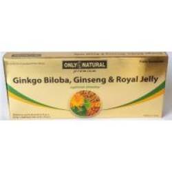 Fiole cu extract de ginkgo biloba, ginseng & royal jelly 10ml 10buc ONLY NATURAL