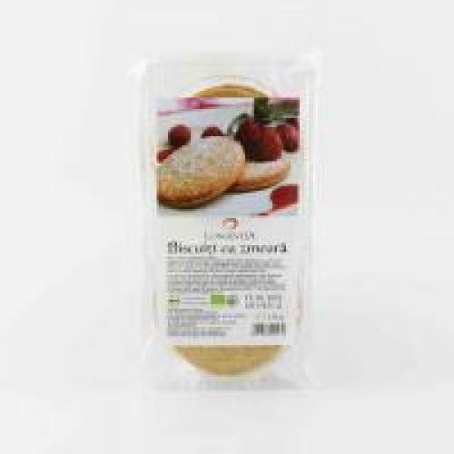 Biscuiti cu crema de zmeura 175gr LONGEVITA