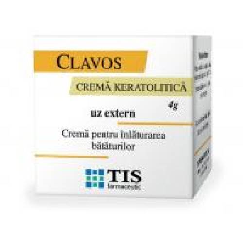 Clavos, crema keratolitica pentru inlaturarea bataturilor 4gr TIS