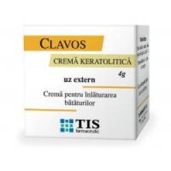 Clavos, crema keratolitica pentru inlaturarea bataturilor 4gr TIS