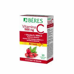 Vitamina C 1500 mg +3000 UI D3, 30 comprimate filmate retard, Beres
