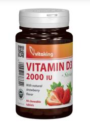 VITAMINA D3, 2000 UI, 90 comprimate masticabile, cu stevia, VITAKING