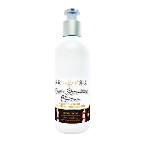 Crema Remodelare Abdomen cu Venin de Vipera, Ardei Iute, Cafeina, Alge Marine, 200 ml, KASUF