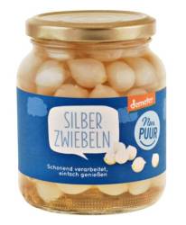 Ceapa perle (arpagic curatat) in otet, eco- bio si demeter, 340 g, Nur Puur