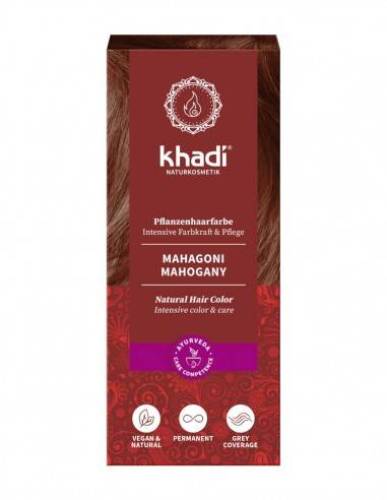 Henna, vopsea de par fara amoniac, Rosu Mahon, 100 g, Khadi