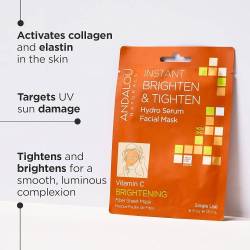 Masca tip servetel, pentru luminozitatea tenului, Instant Brighte Tighten Facial Mask, 18 ml, Secom