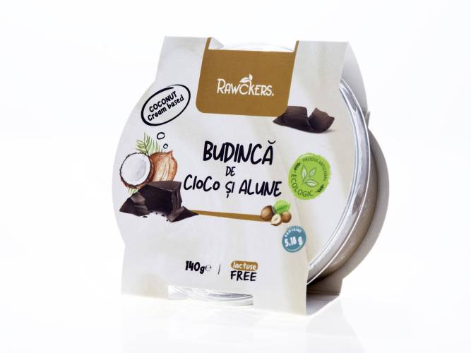 Budinca vegana din crema de cocos cu caramel, eco-bio, 140g, Rawckers
